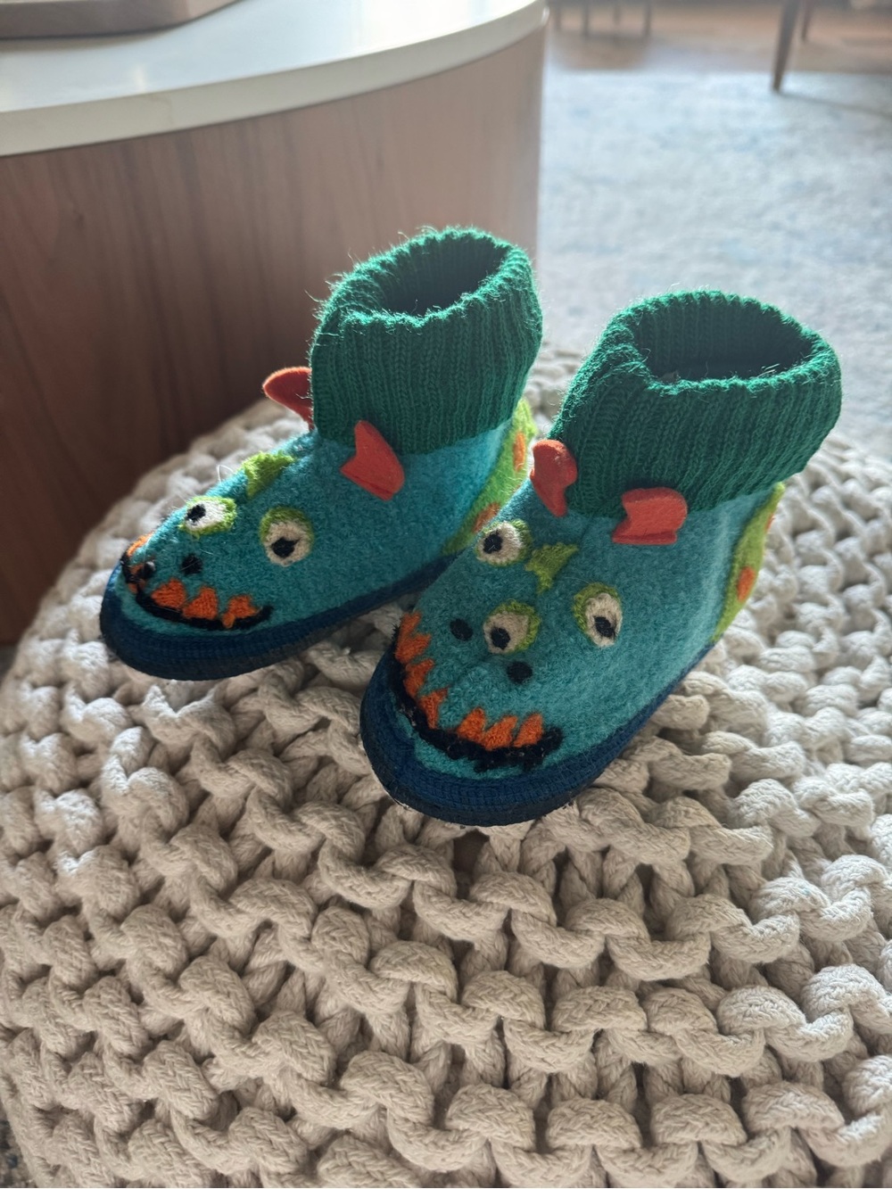 Kids' Boiled Wool Monster Slipper Boots by Haflinger - Picture 2 of 8